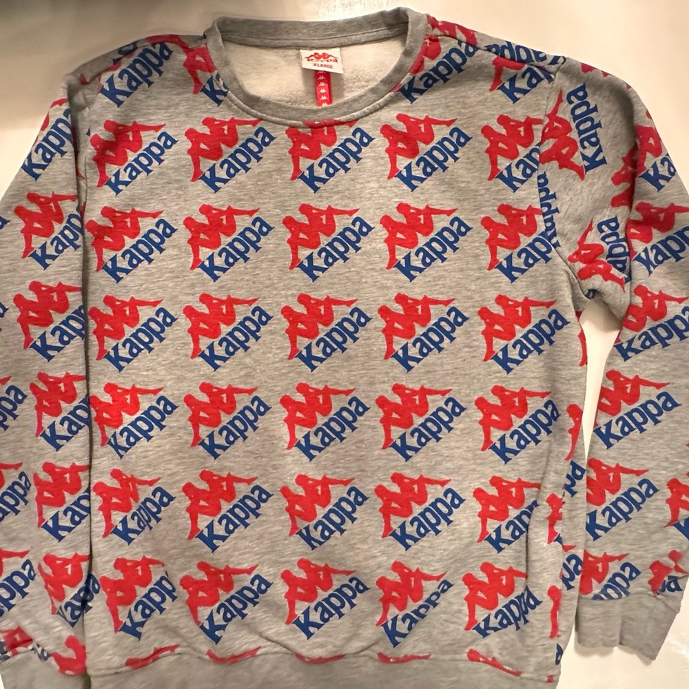 KAPPA SWEATSHIRT SIZE XL CREW NECK VINTAGE OMINI LOGO POLY/COTTON Y2K SHIRT